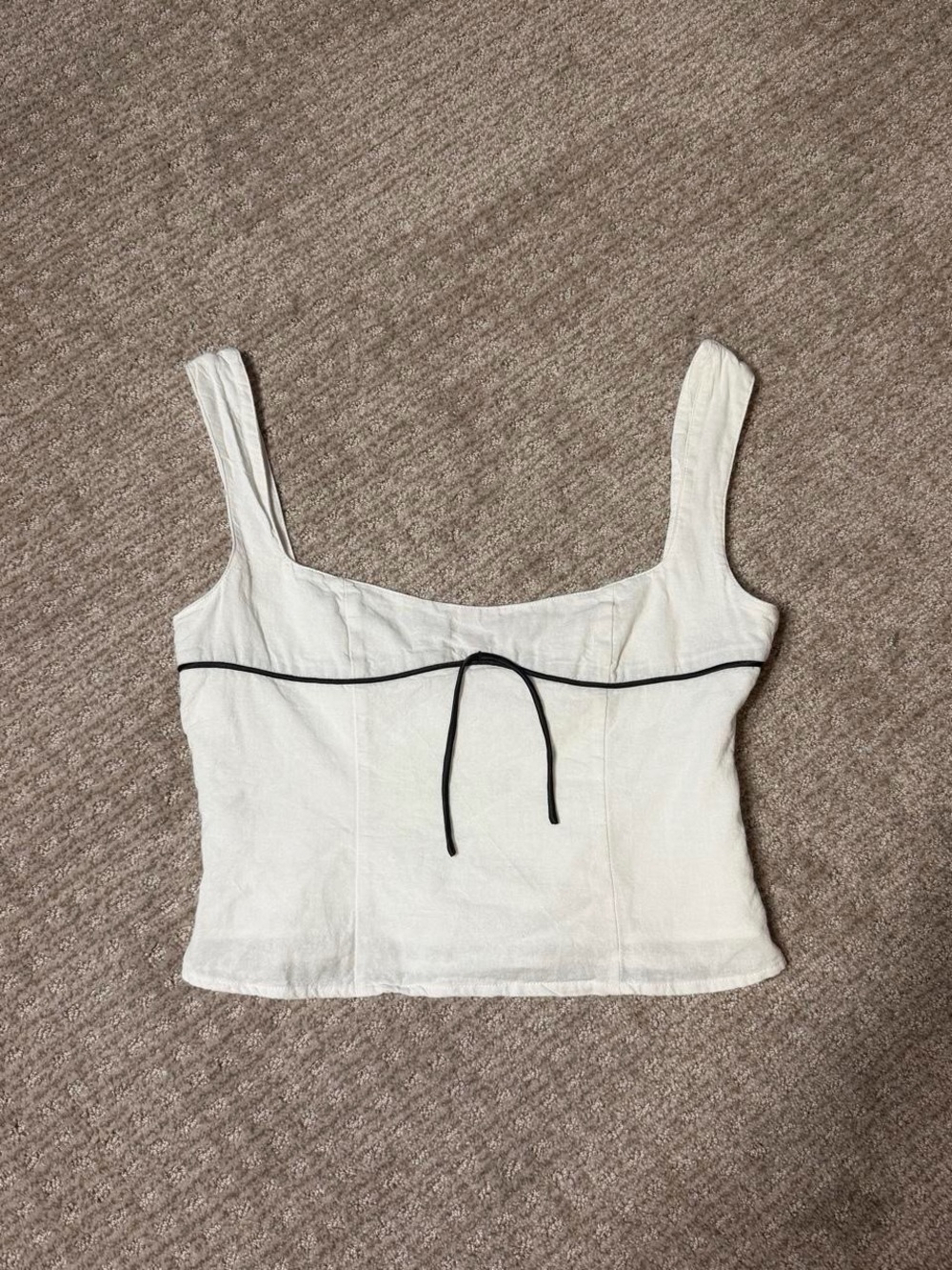 Peppermayo White Square-Neck Crop Camisole with Black Trim